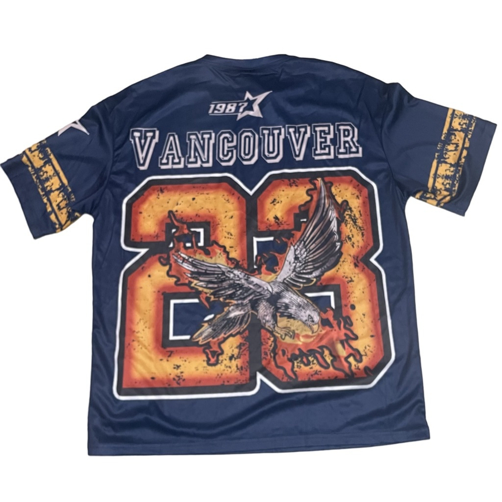 Men's ROMWE Navy Blue & Orange Vancouver 23 Graphic Jersey M - Picture 2 of 5